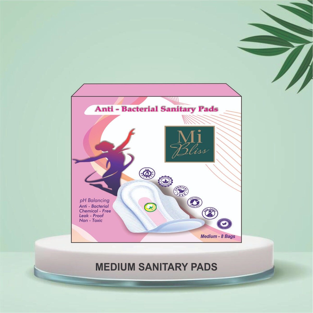 Antibacterial Bio-degradable(Medium sanitary pads) 280 mm